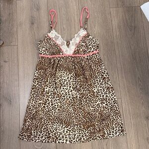 In Bloom Leopard and Pink Lace Nightgown